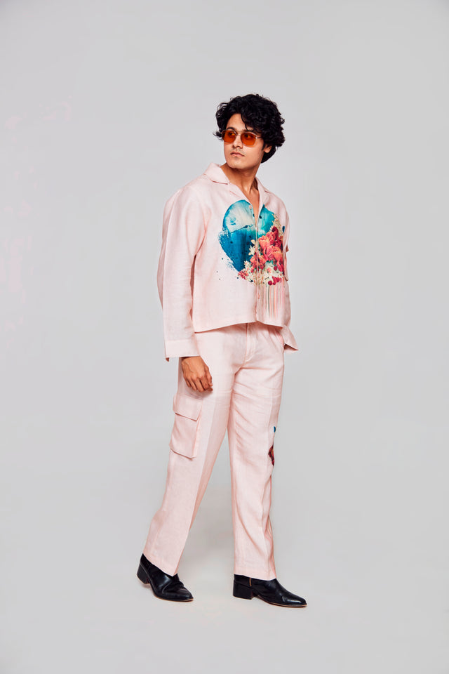 Blossom Dreams : Pure Linen Crop Length Jacket