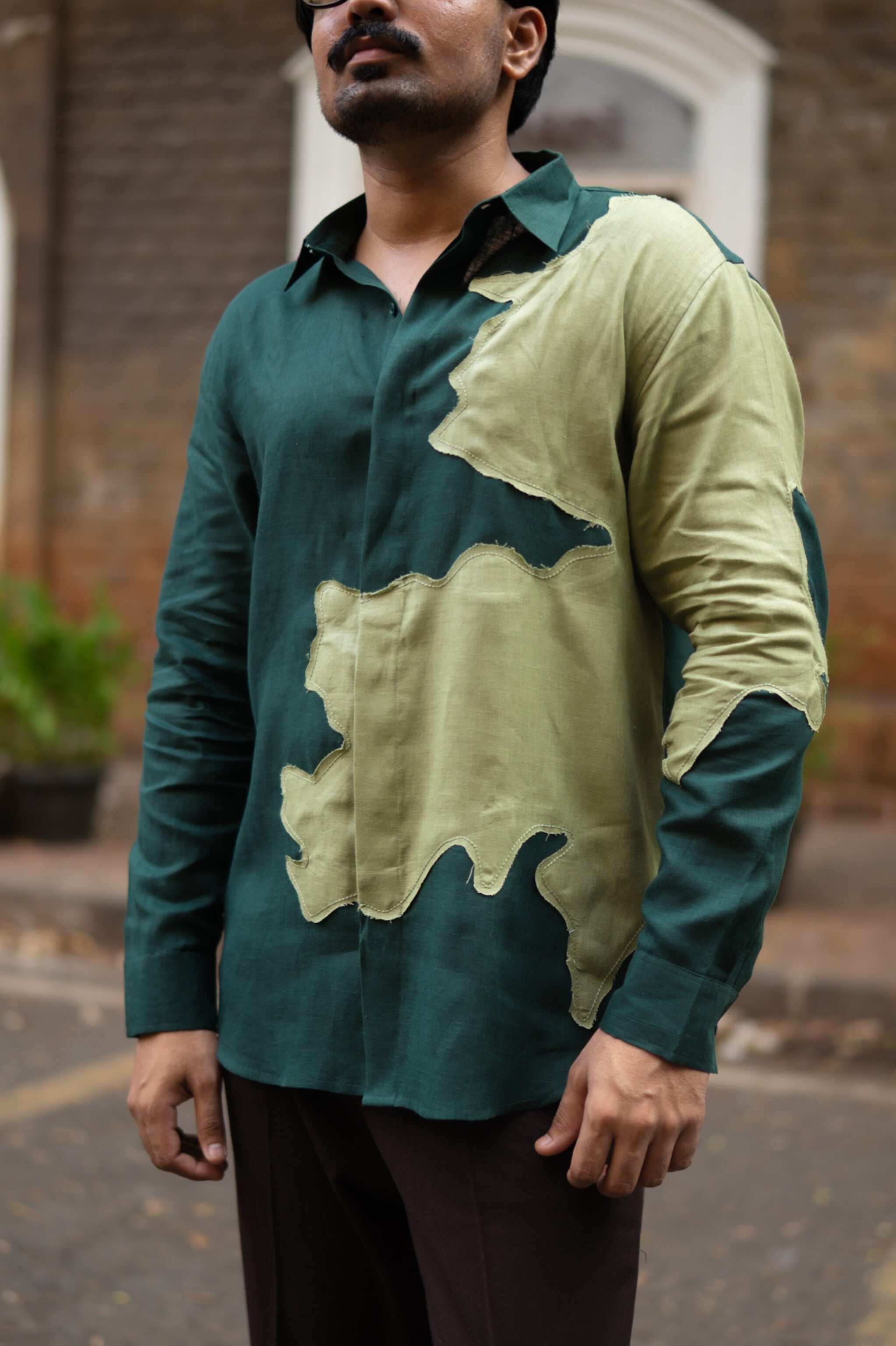 Sage Swirl Pure Linen Designer Shirt
