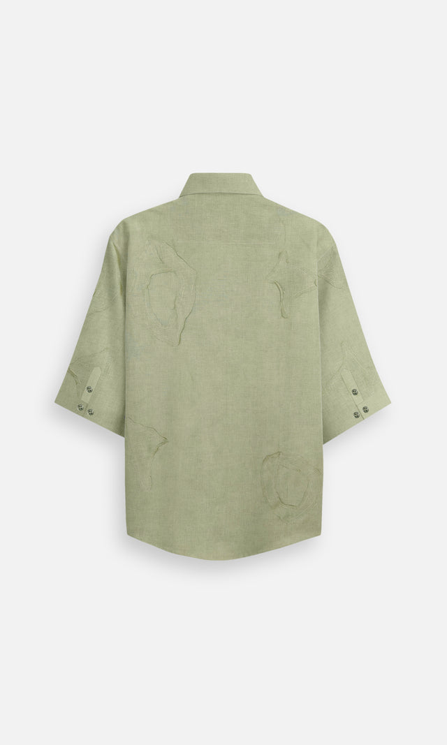 Olive Essence Pure Linen Designer Shirt