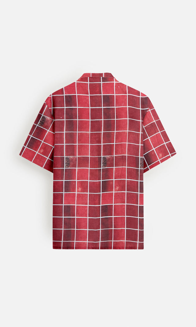 Gridlock Flow Designer Pure Linen Short Sleeve Shirt- AddysForMen®