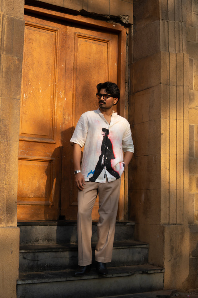 Midnight Walk Pure Linen Short Sleeve Unisex Shirt - AddysForMen®