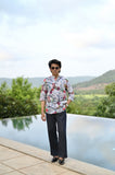 "Blooming Elegance : Nature's Beauty with Vibrant Floral Paradise - 3/4 Sleeve Kurta Style Shirt