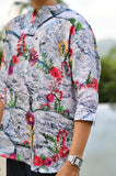 "Blooming Elegance : Nature's Beauty with Vibrant Floral Paradise - 3/4 Sleeve Kurta Style Shirt
