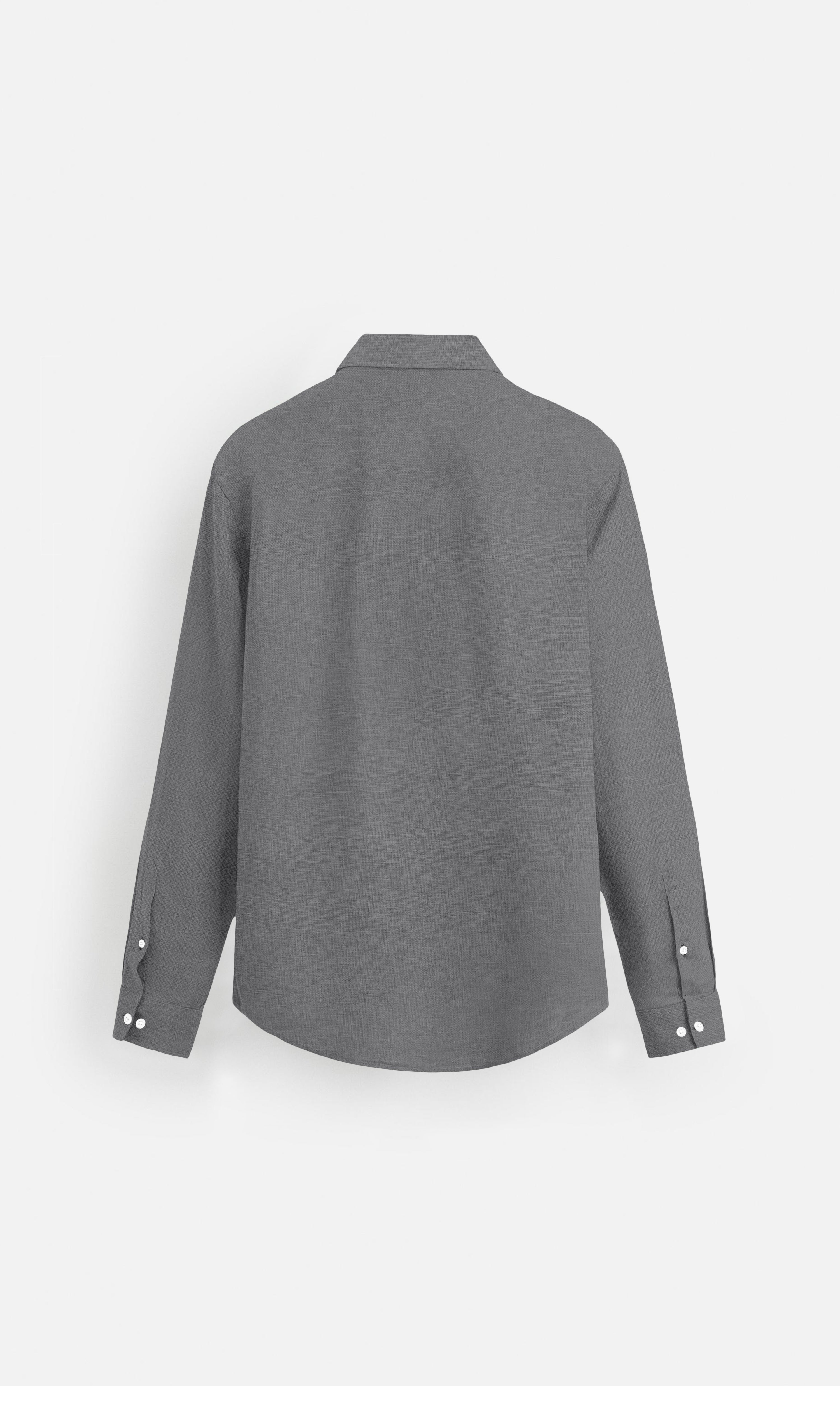 Charcoal Grey Pure Linen full Sleeve Shirt - AddysForMen®