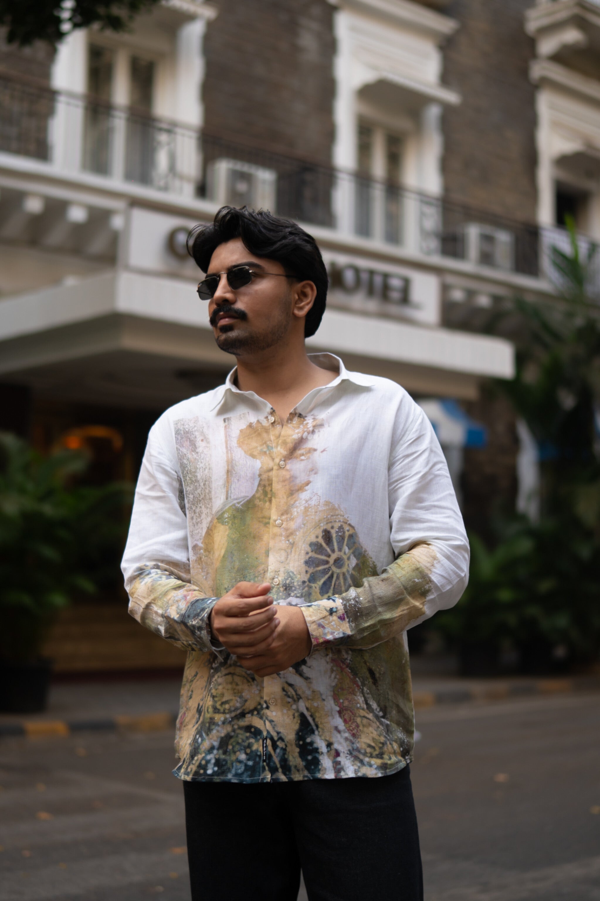 Stylish Mural Bloom Printed Pure Linen Shirt - AddysForMen®