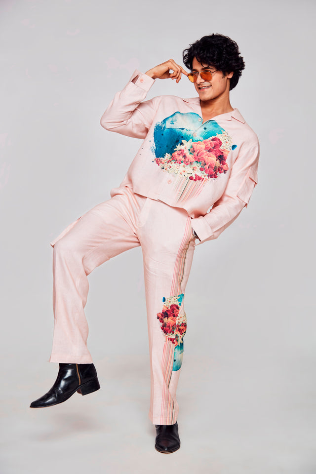 Blossom Dreams : Pure Linen Crop Length Jacket