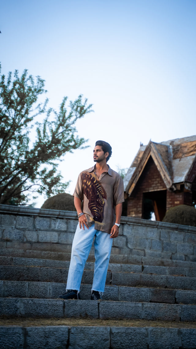 Desert Zebra Pure Bemberg Satin Short Sleeve Shirt