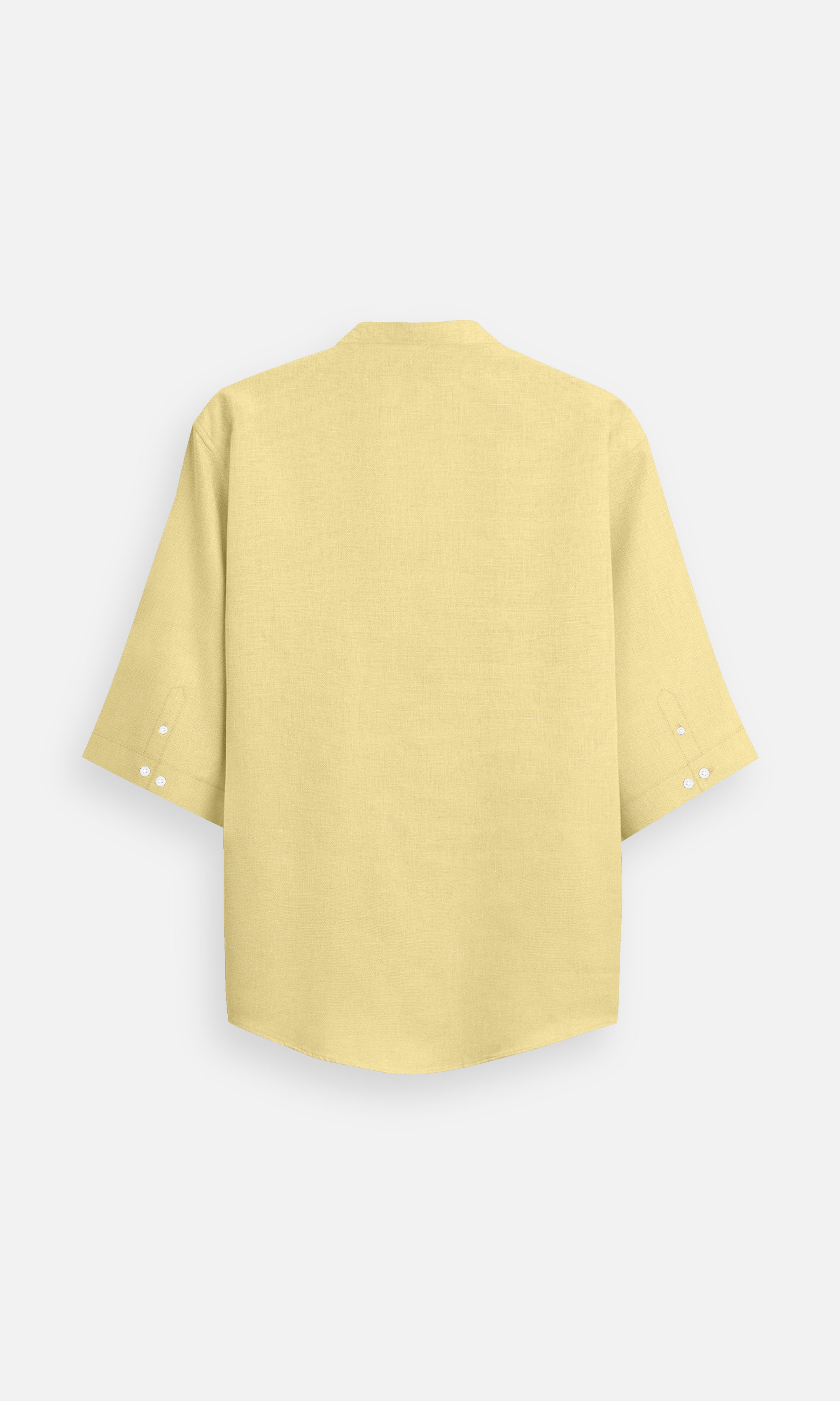Classic Soft Yellow Pure Linen Kurta Style Shirt - AddysForMen®
