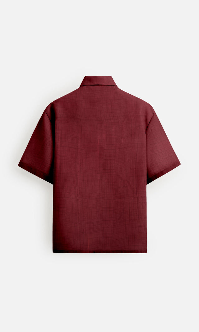 Cinematic Red Pure Bemberg Satin Short Sleeve Shirt