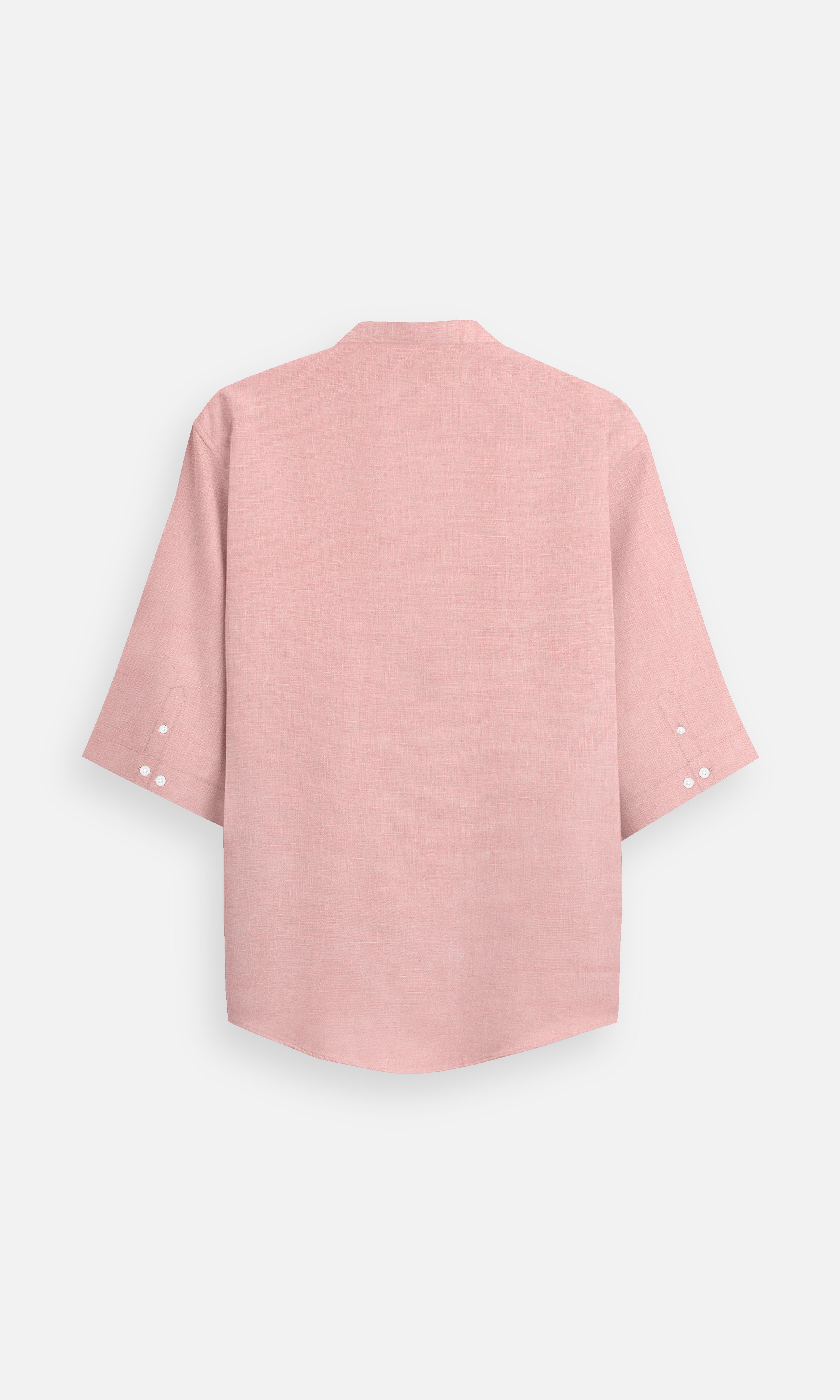 Classic Rose Pink Pure Linen Kurta Style Shirt - AddysForMen®
