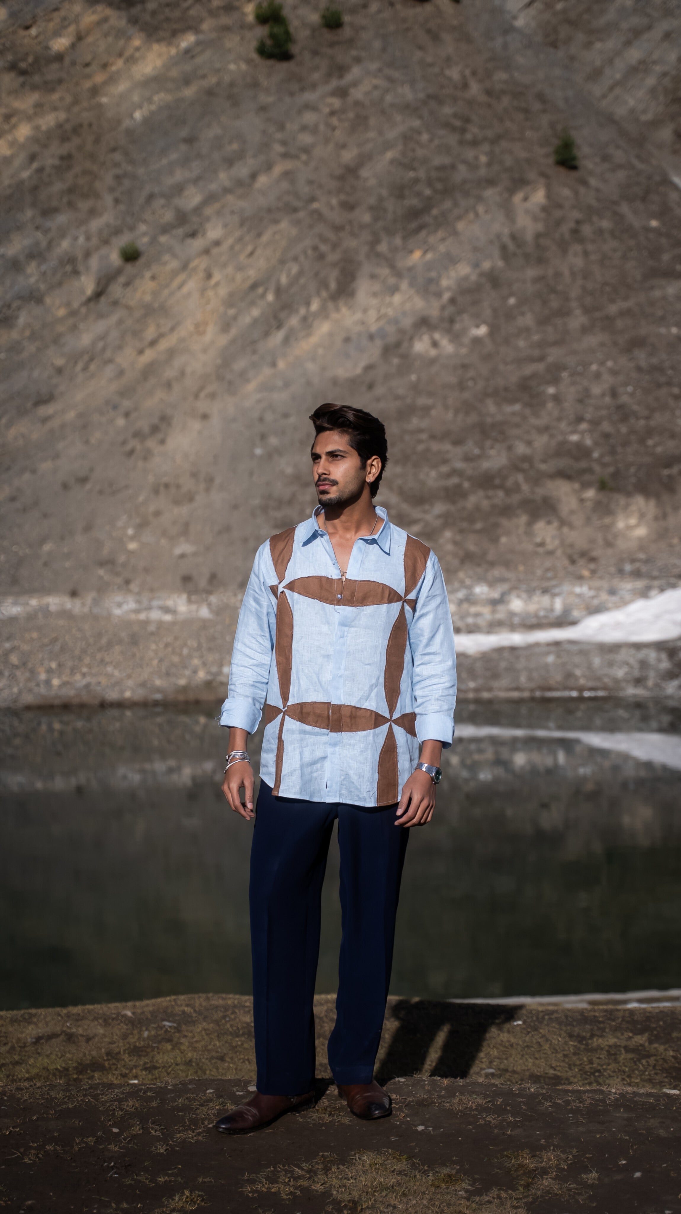 Vintage Grid Pure Linen Designer Shirt