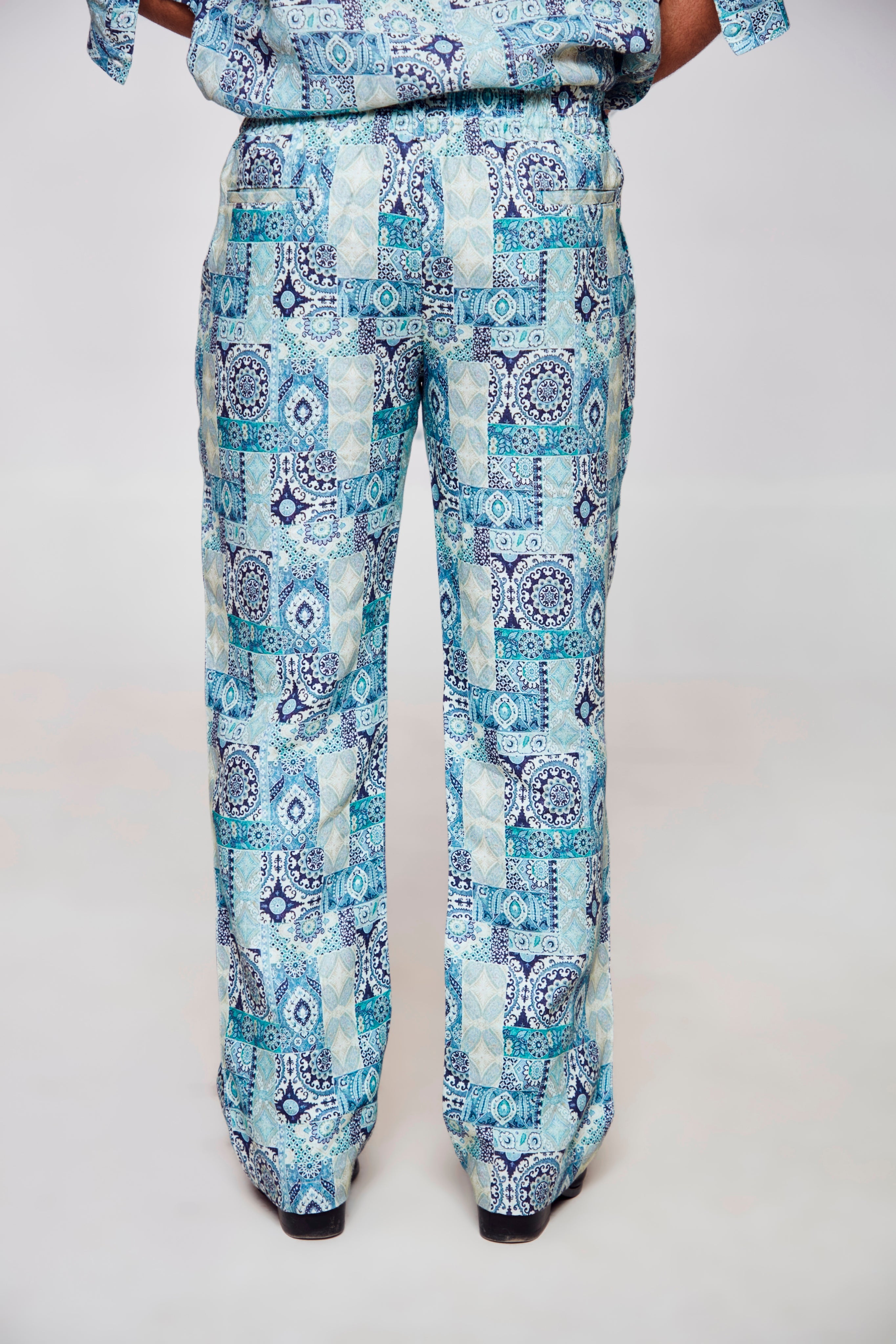 Blue chakra: Pure Linen Wide Leg Loose Fit Pant