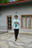 "Majestic Wings : Embodied Grace in Butterfly - Adorned 3/4 Sleeve Kurta Style Shirt"