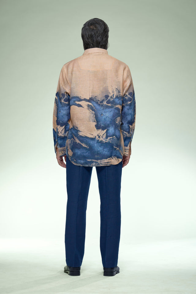 Azure Earth Pure Linen Full Sleeve Shirt - AddysForMen®