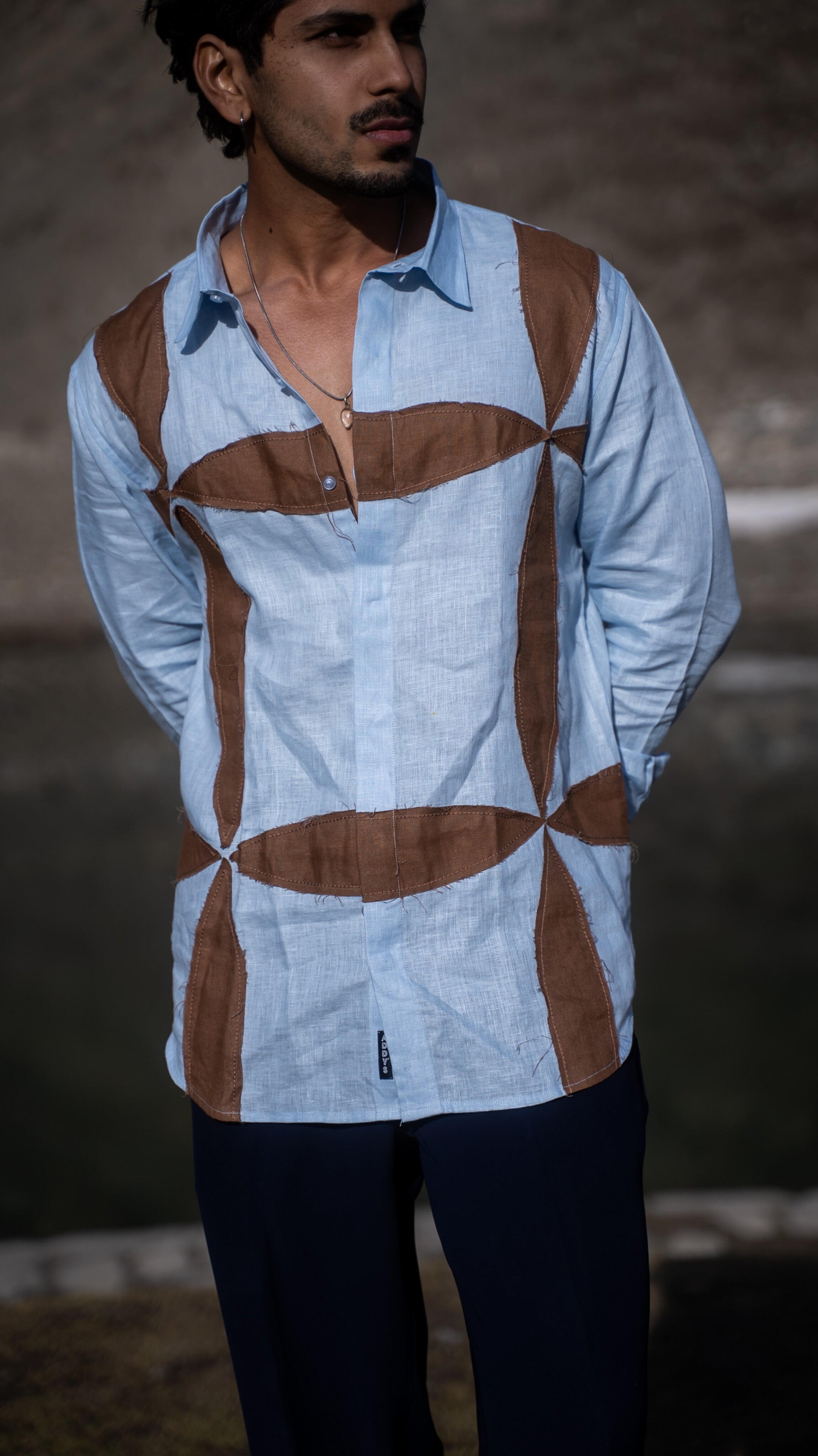 Vintage Grid Pure Linen Designer Shirt