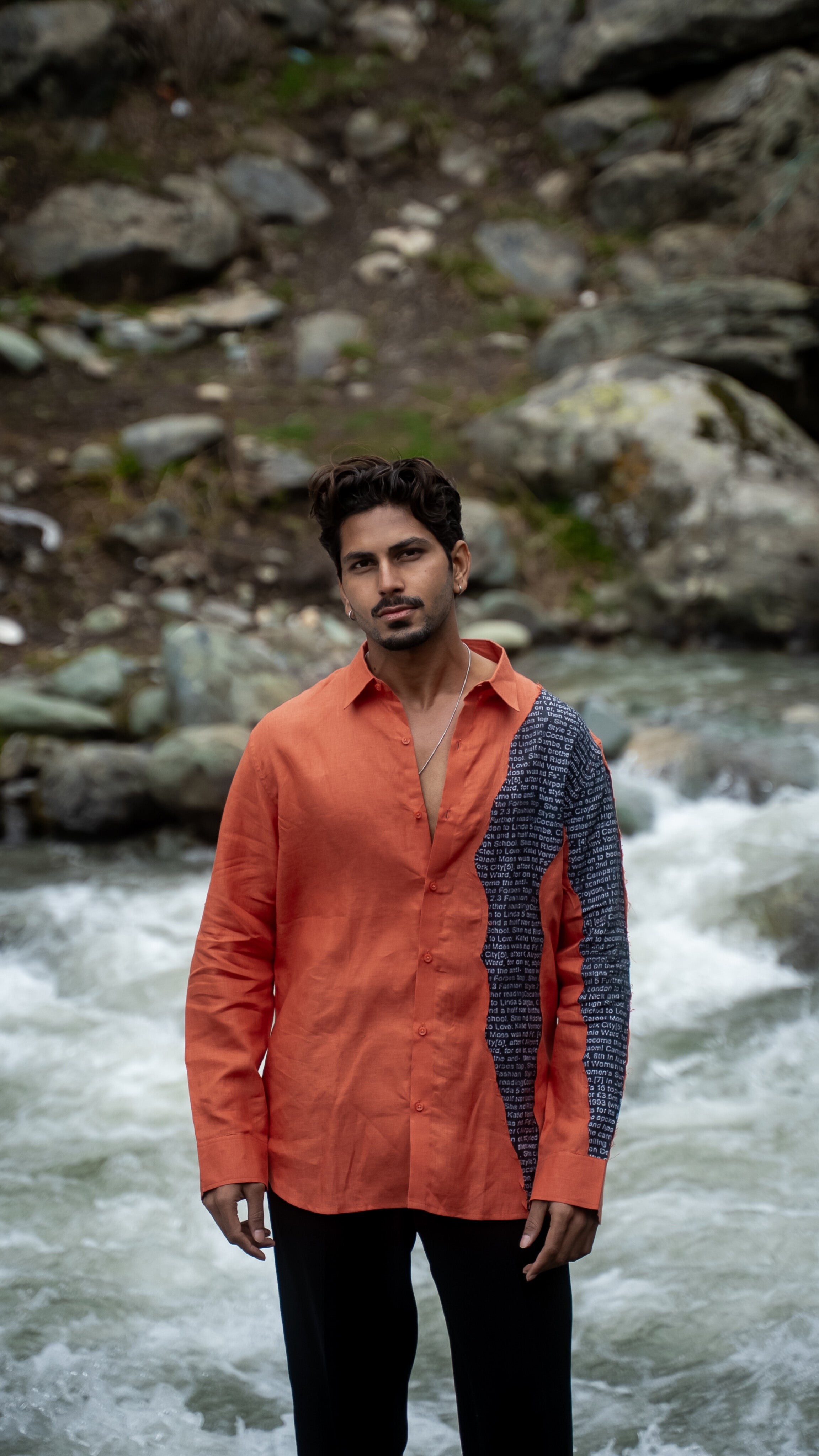 Orange Color Tangerine Script Pure Linen Shirt, shirt for men, shirt for women, shirts for men, shirts for women, Long Sleeve shirt, satin Pure Linen shirt, beach wear shirt, party wear shirt