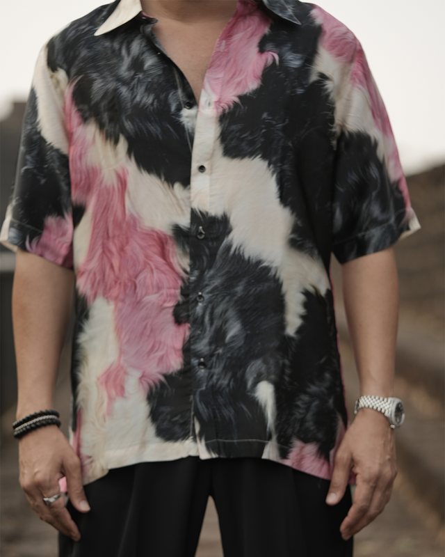 Abstract Fade Pure Bemberg Satin Short Sleeve Shirt