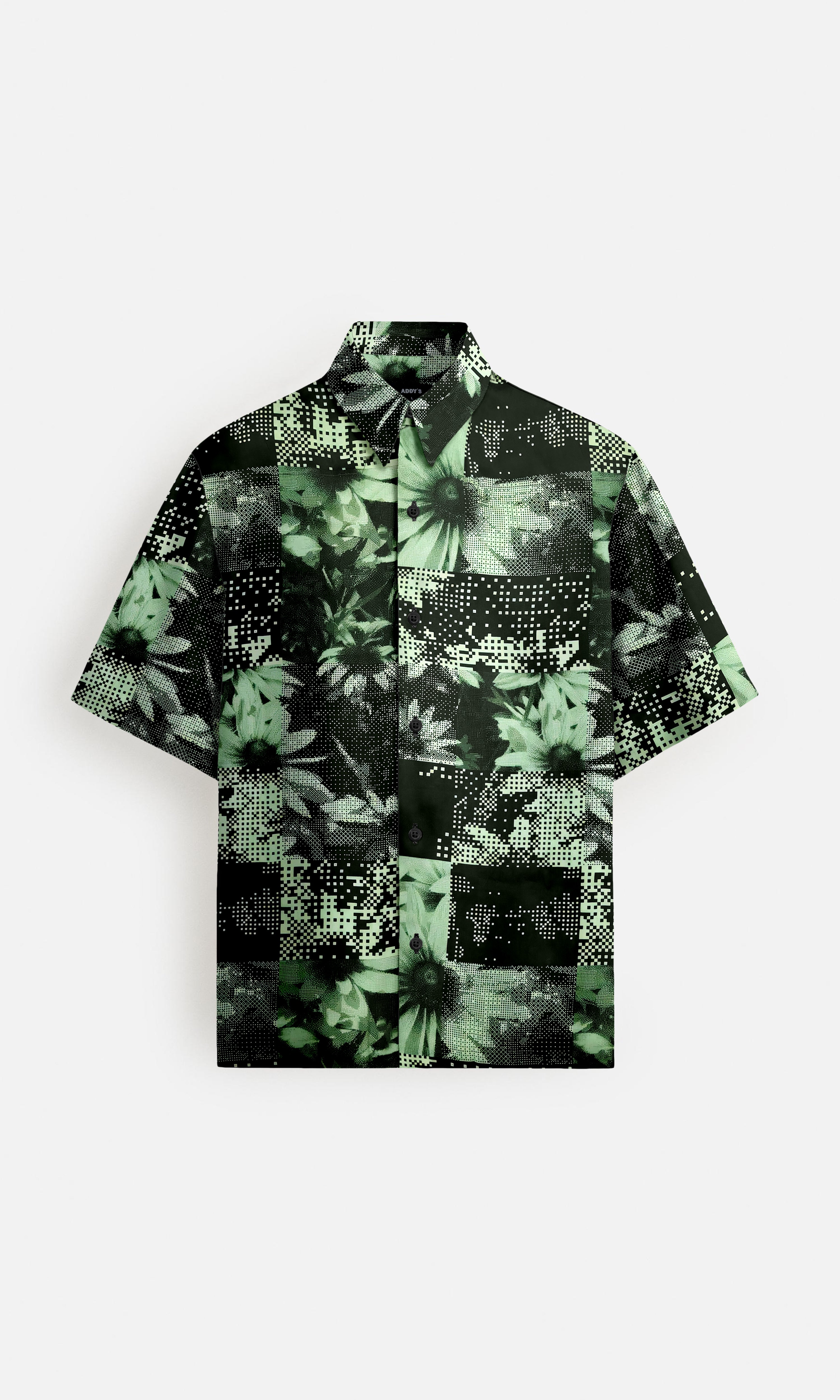 Floral Matrix Pure Bemberg Satin Short Sleeve Shirt