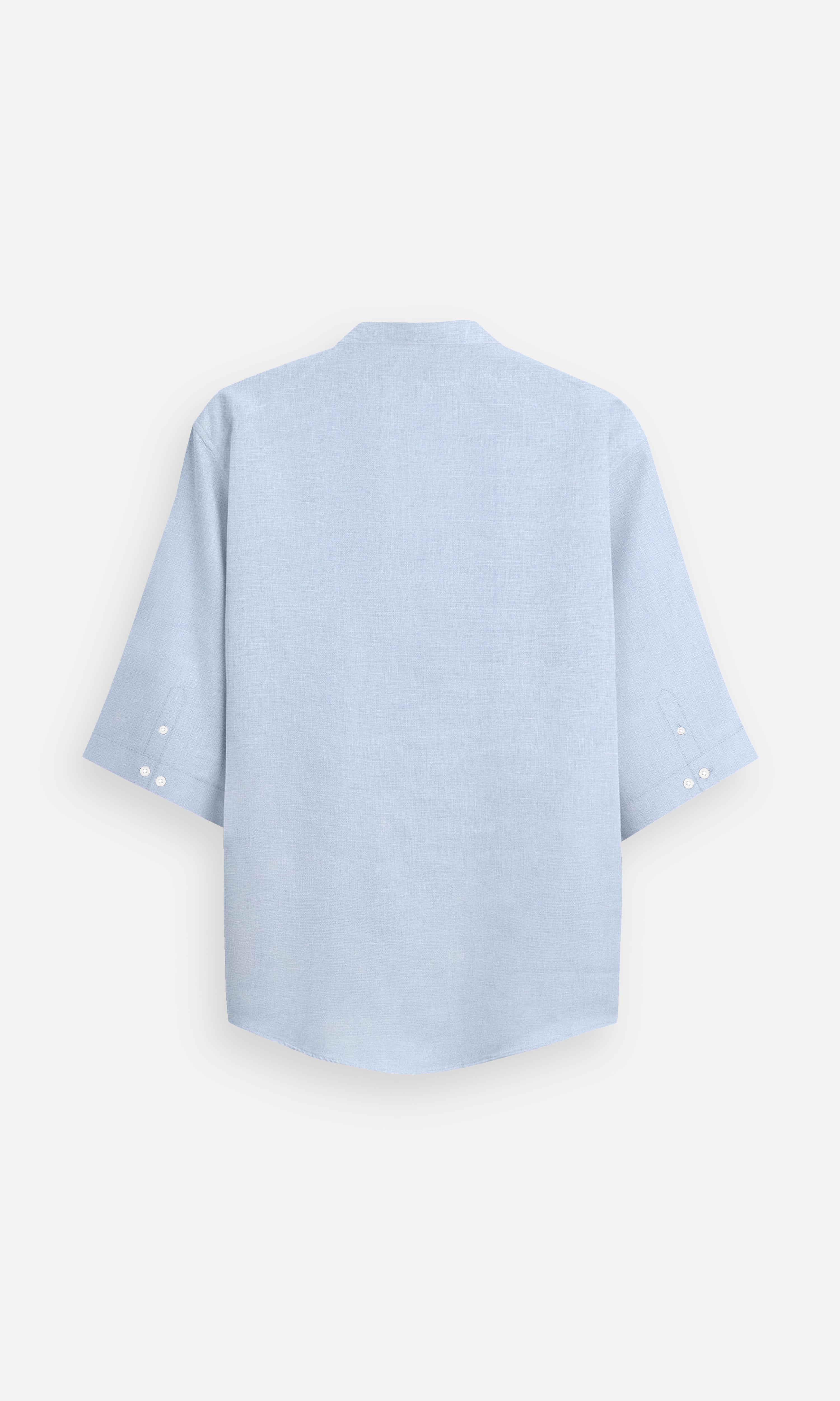 Classic Sky Blue Pure Linen Kurta Style Shirt - AddysForMen®