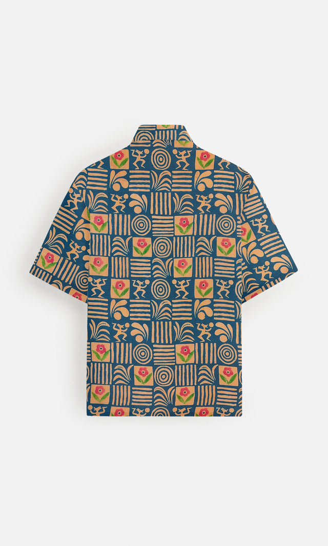 Tribal Dance Pure Linen Short Sleeve Shirt for Men