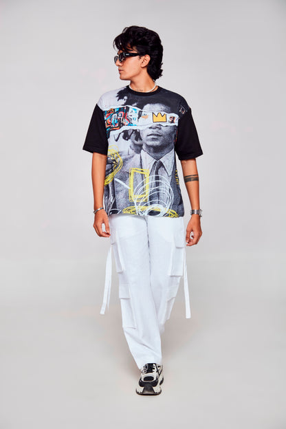 Ink Symphony : Abstract Elegance - Oversize Linen Tshirt