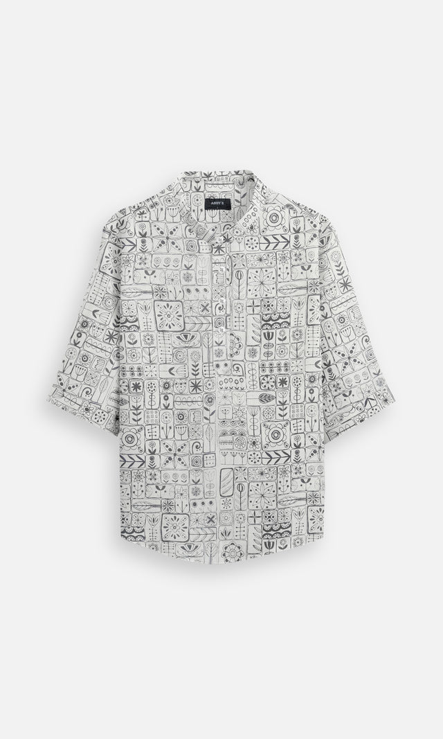 Artsy Dreams (Pure Linen Kurta Style Shirt) - AddysForMen®️