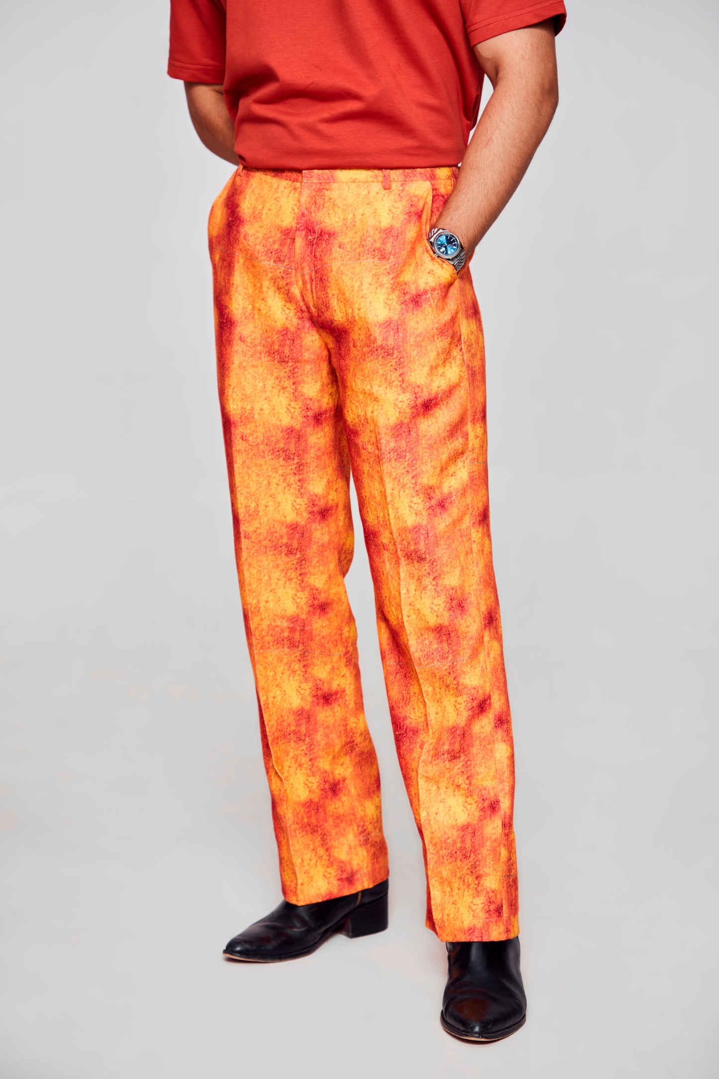 Fire ball :Pure Linen Wide Leg Loose Fit Pant