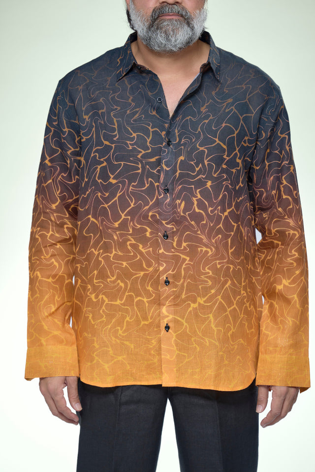 Gradiant Abstract Pure Linen Full Sleeve Shirt - AddysForMen®