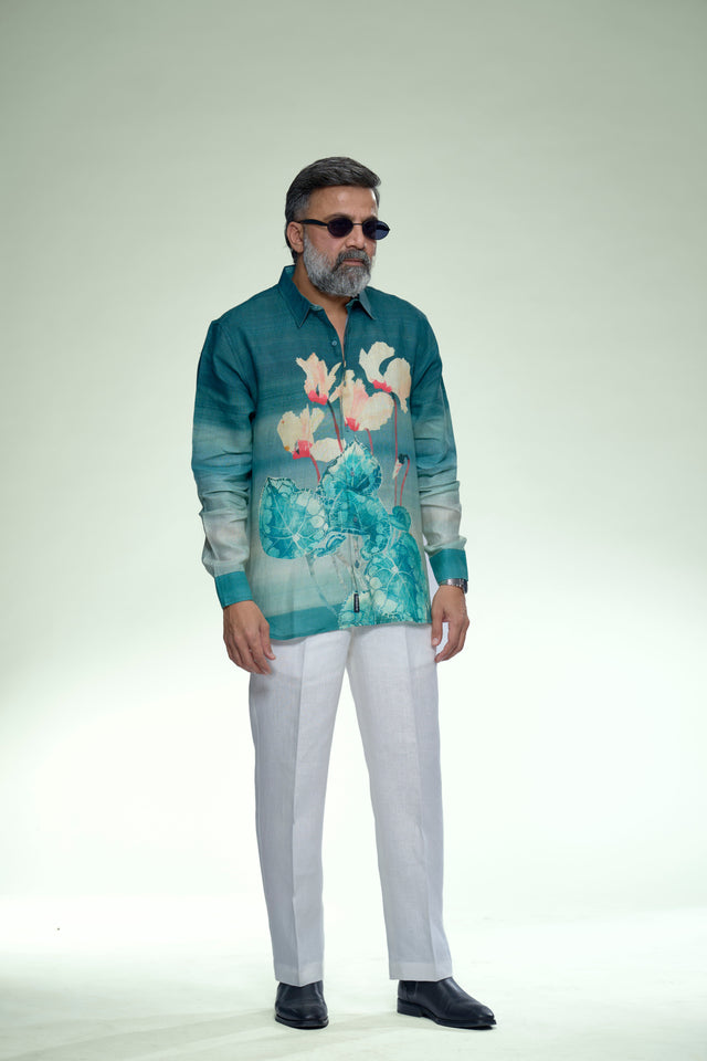 Lotus Art Pure Linen Full Sleeve Shirt - AddysForMen®