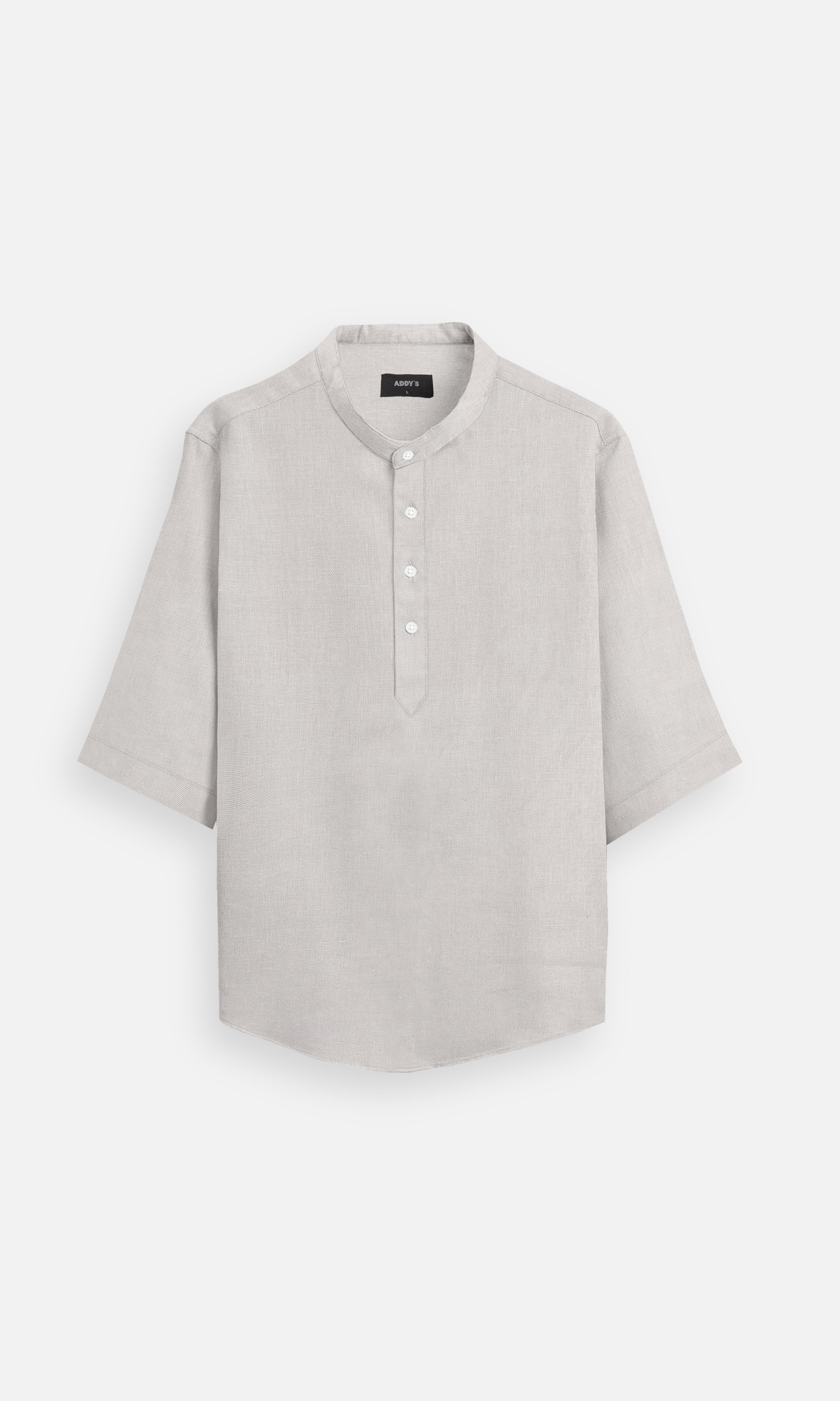 Classic Beige Pure Linen Kurta Style Shirt - AddysForMen®
