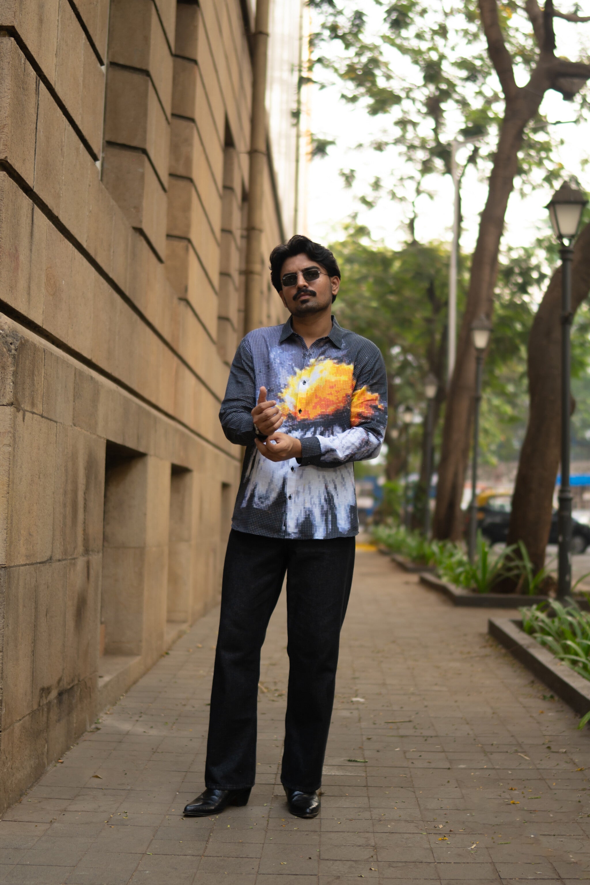 Trending Blazing Mosaic Printed Pure Linen Shirt - AddysForMen®