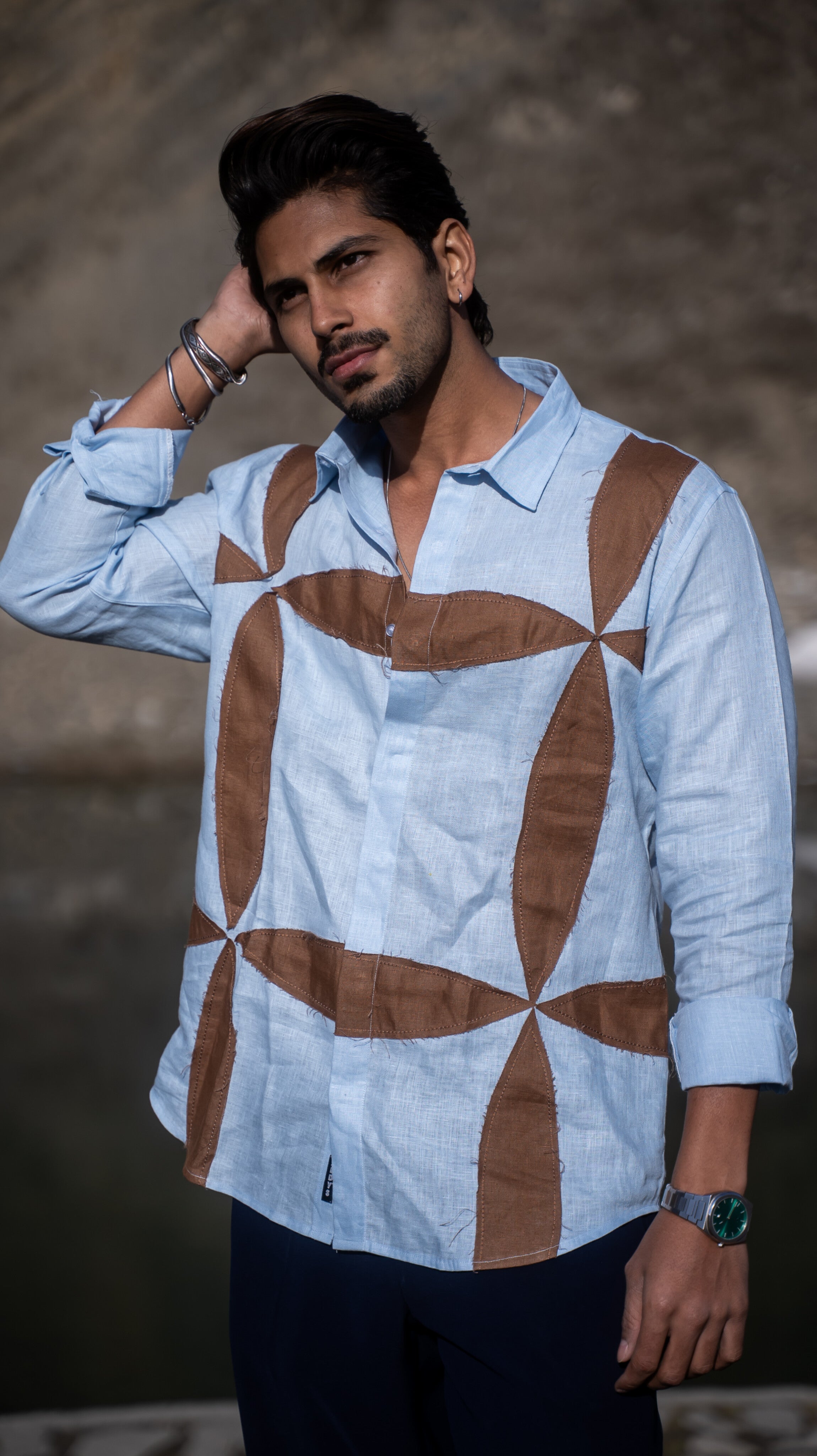 Vintage Grid Pure Linen Designer Shirt