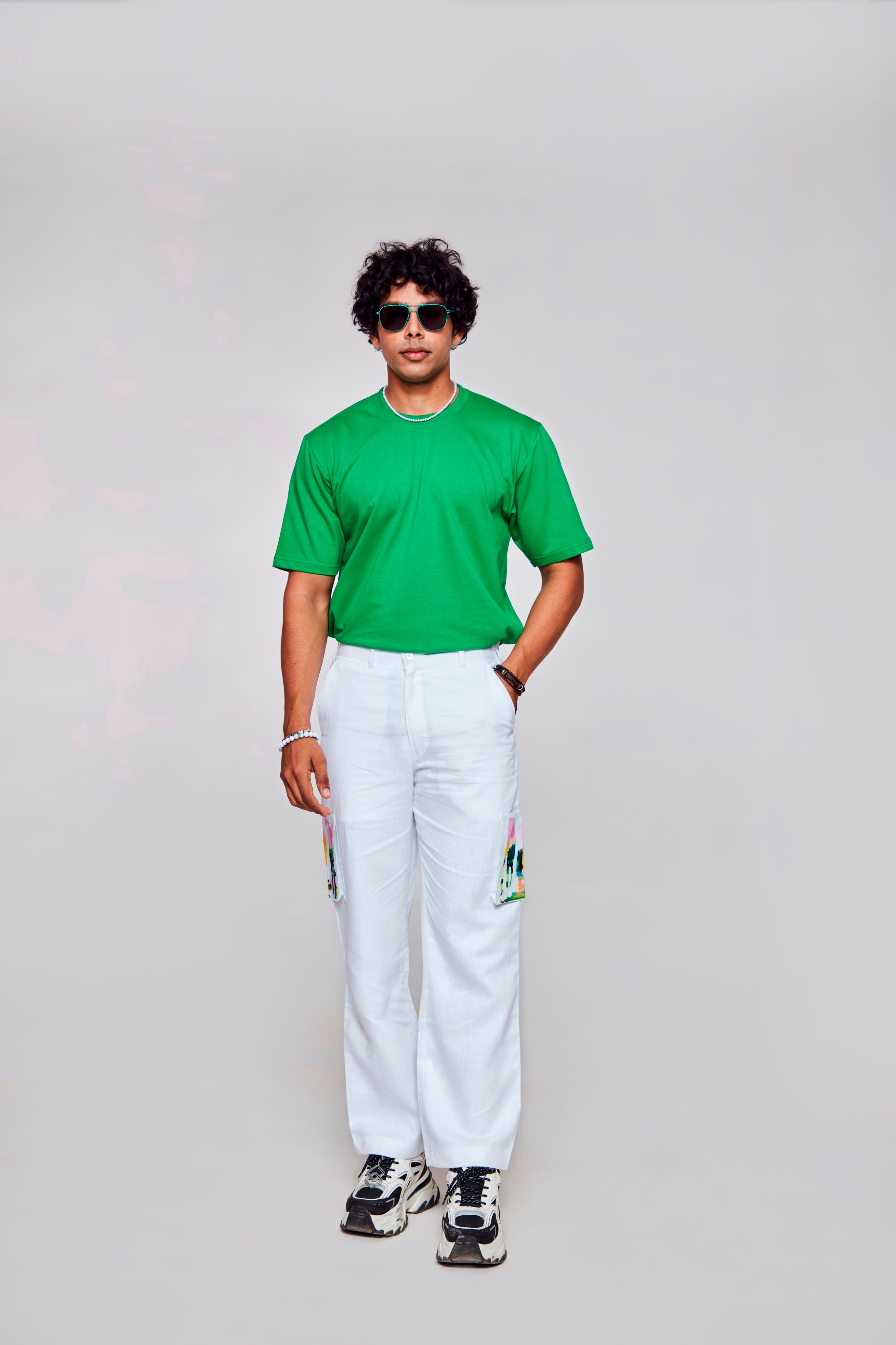 Canvas white : Pure Linen Wide Leg Loose Fit Cargo Pant