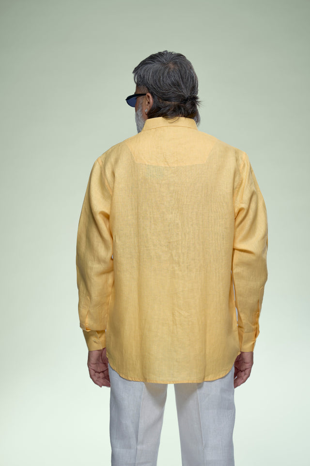 Artisan 8 : Hand Embroidery Pure Linen Full Sleeve Shirt - AddysForMen®️