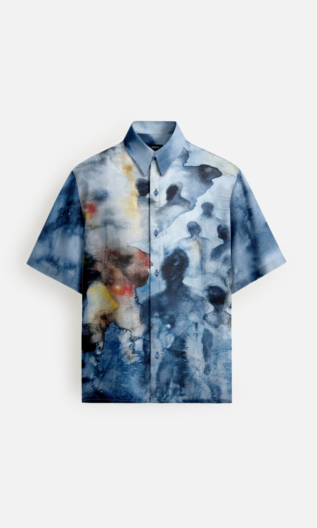 Lost in Blue Pure Bemberg Satin Short Sleeve Shirt