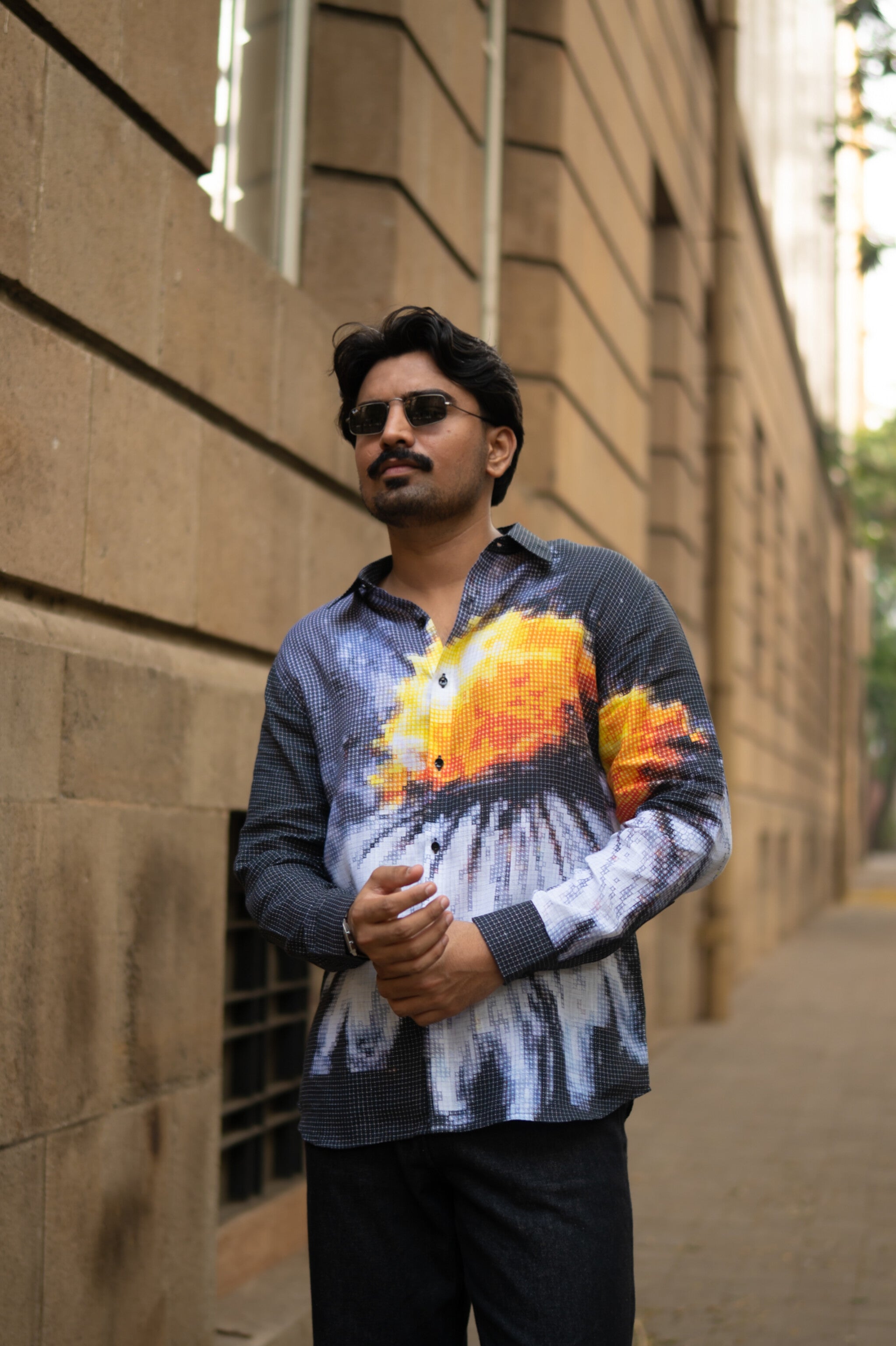 Trending Blazing Mosaic Printed Pure Linen Shirt - AddysForMen®