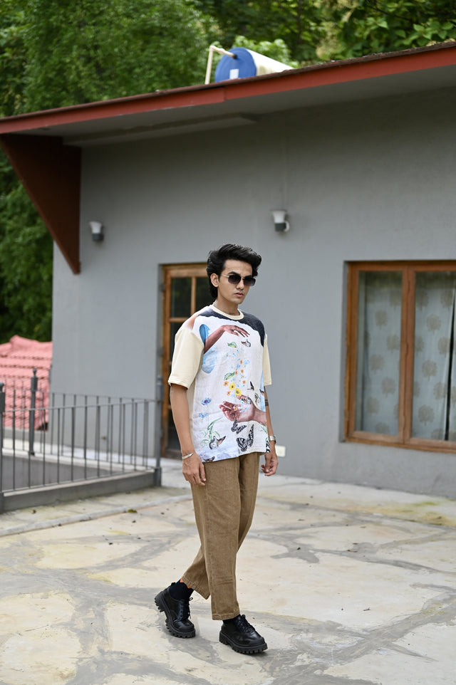 "Urban Edge : The Cool Cat Oversize Linen Tshirt"
