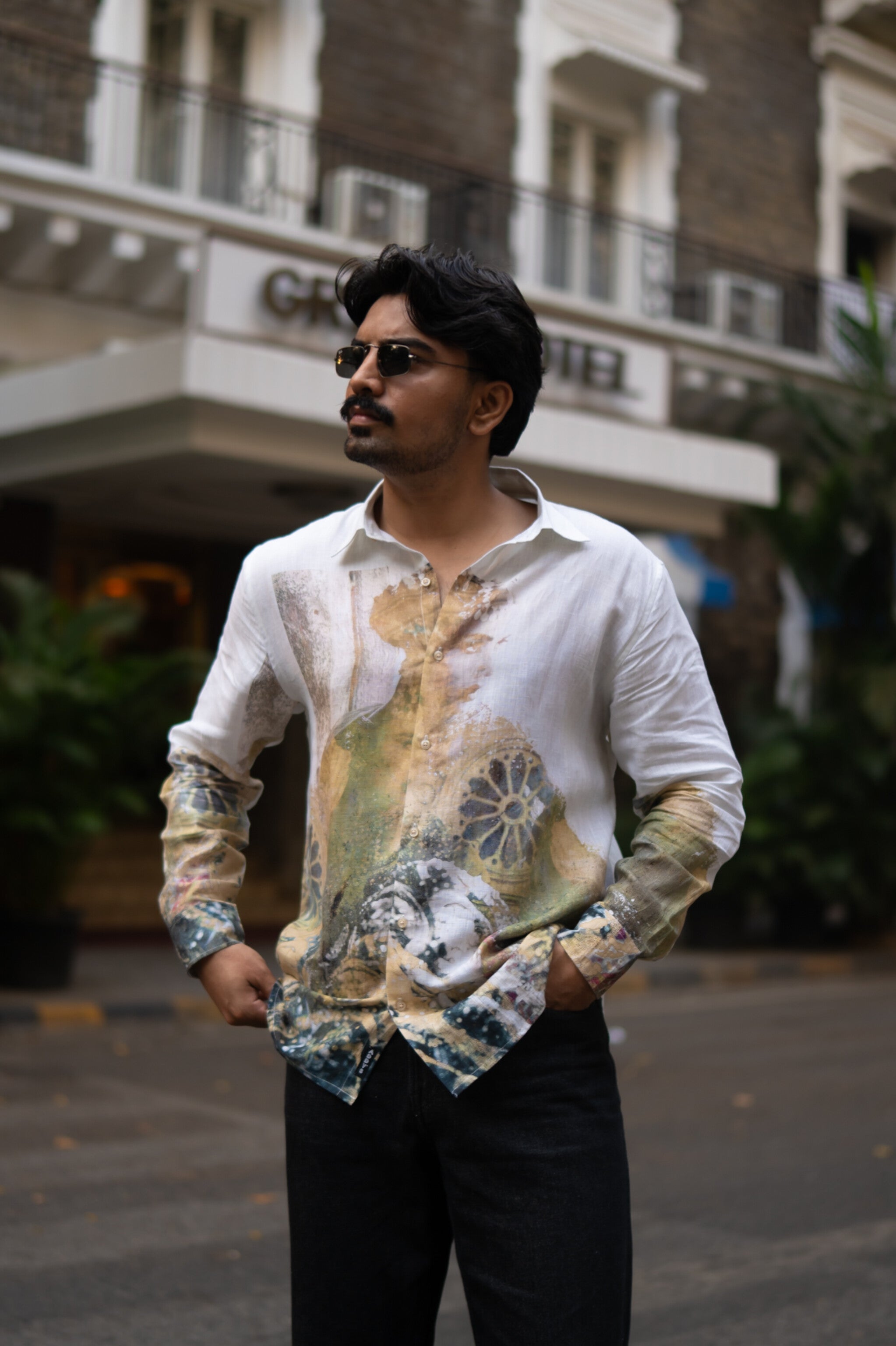 Stylish Mural Bloom Printed Pure Linen Shirt - AddysForMen®