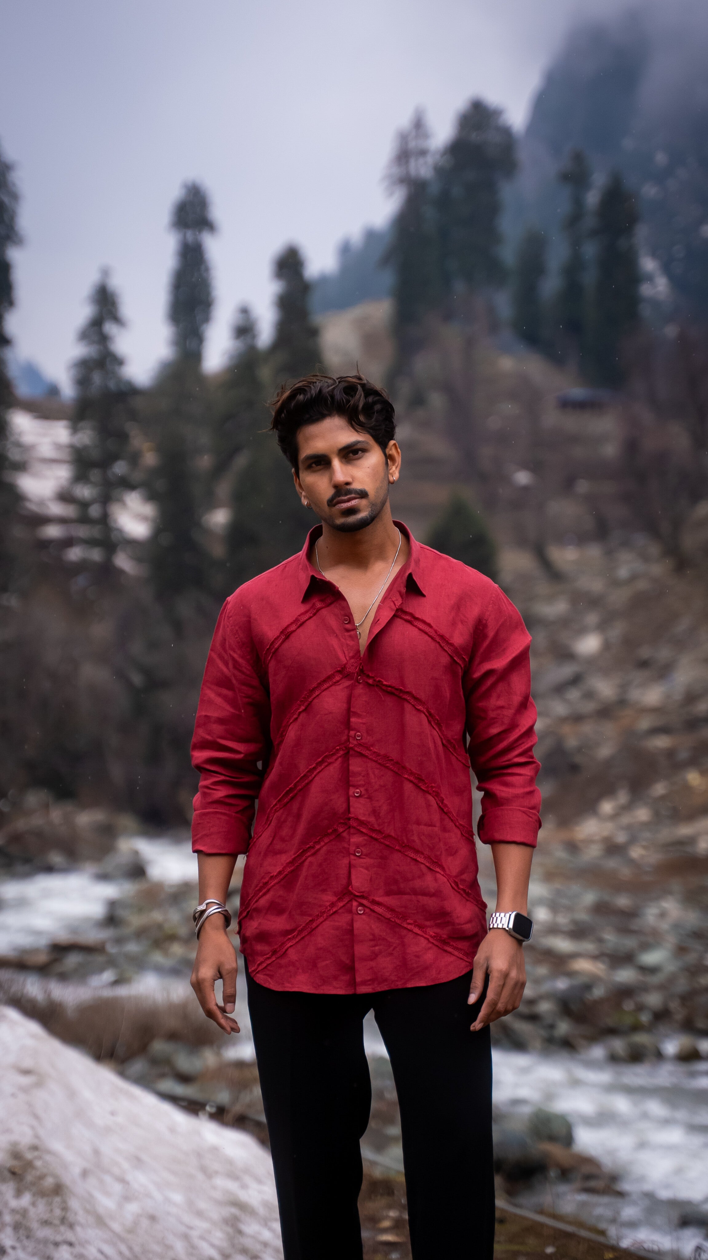 Red Colour  Ember Ridge Pure Linen Shirt, shirt for men, shirt for women, shirts for men, shirts for women, Long Sleeve shirt, satin Pure Linen shirt, beach wear shirt, party wear shirt
