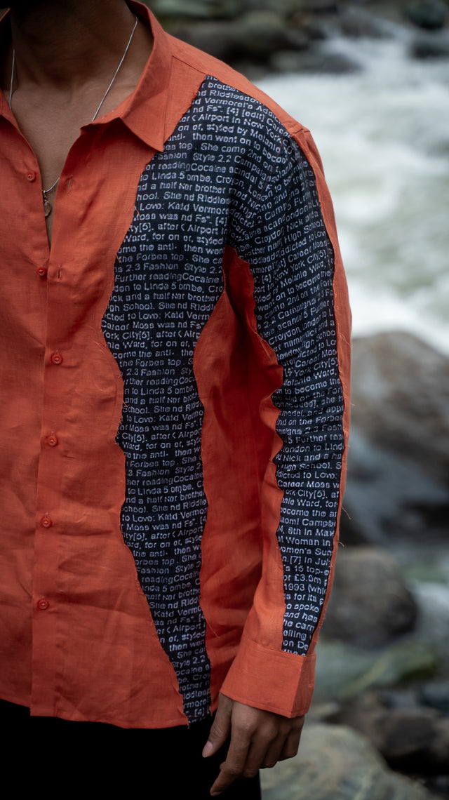 Tangerine Script Pure Linen Designer Shirt