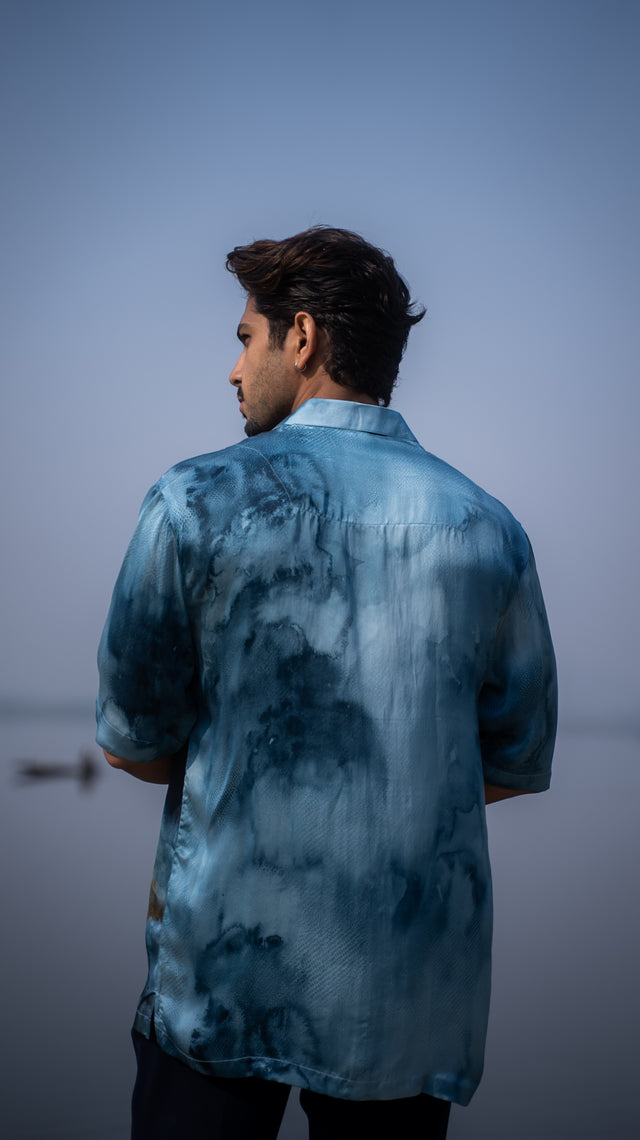 Lost in Blue Pure Bemberg Satin Short Sleeve Shirt