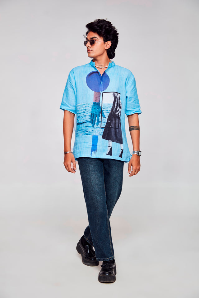 Seaside Serenity Pure Linen Short Sleeve kurta Unisex