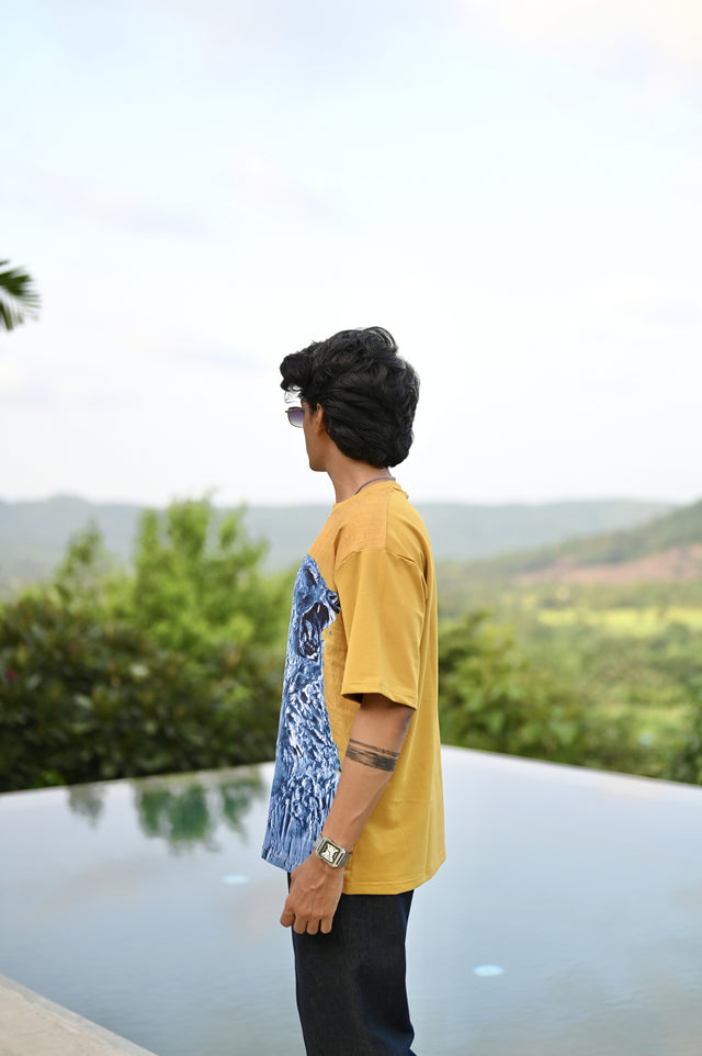 "Fearless Grizzy : Powerfull nature of 3D bear Oversize Linen Tshirt"