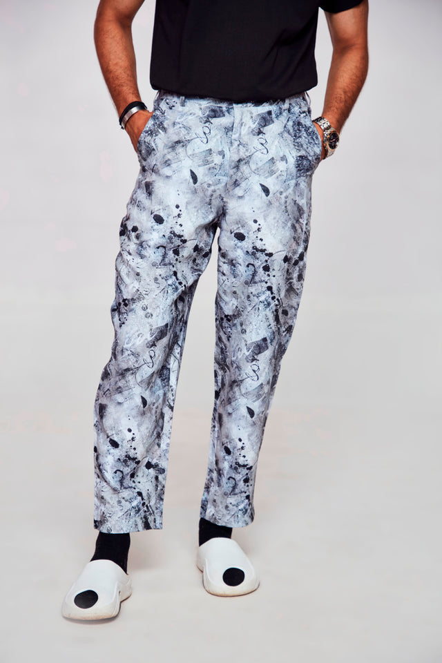 White storm :Pure Linen Loose Tapered Fit Pant