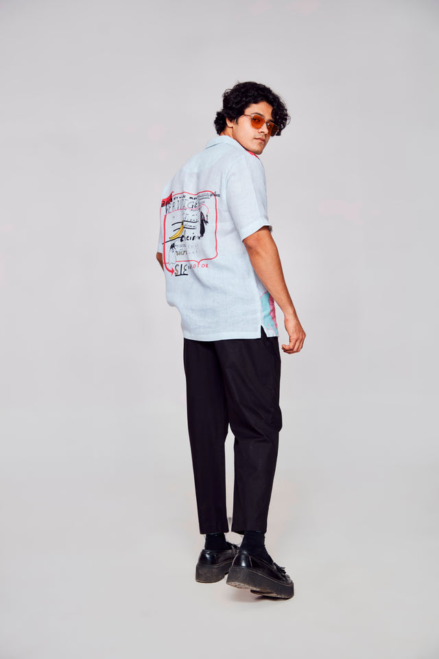 The Bold Expression Printed Pure Linen Short Sleeve Shirt Unisex