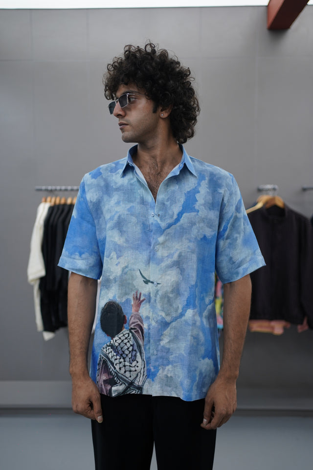 The Midnight Spectrum: Digital Art Pure Linen Short Sleeve Shirt – AddysForMen®️