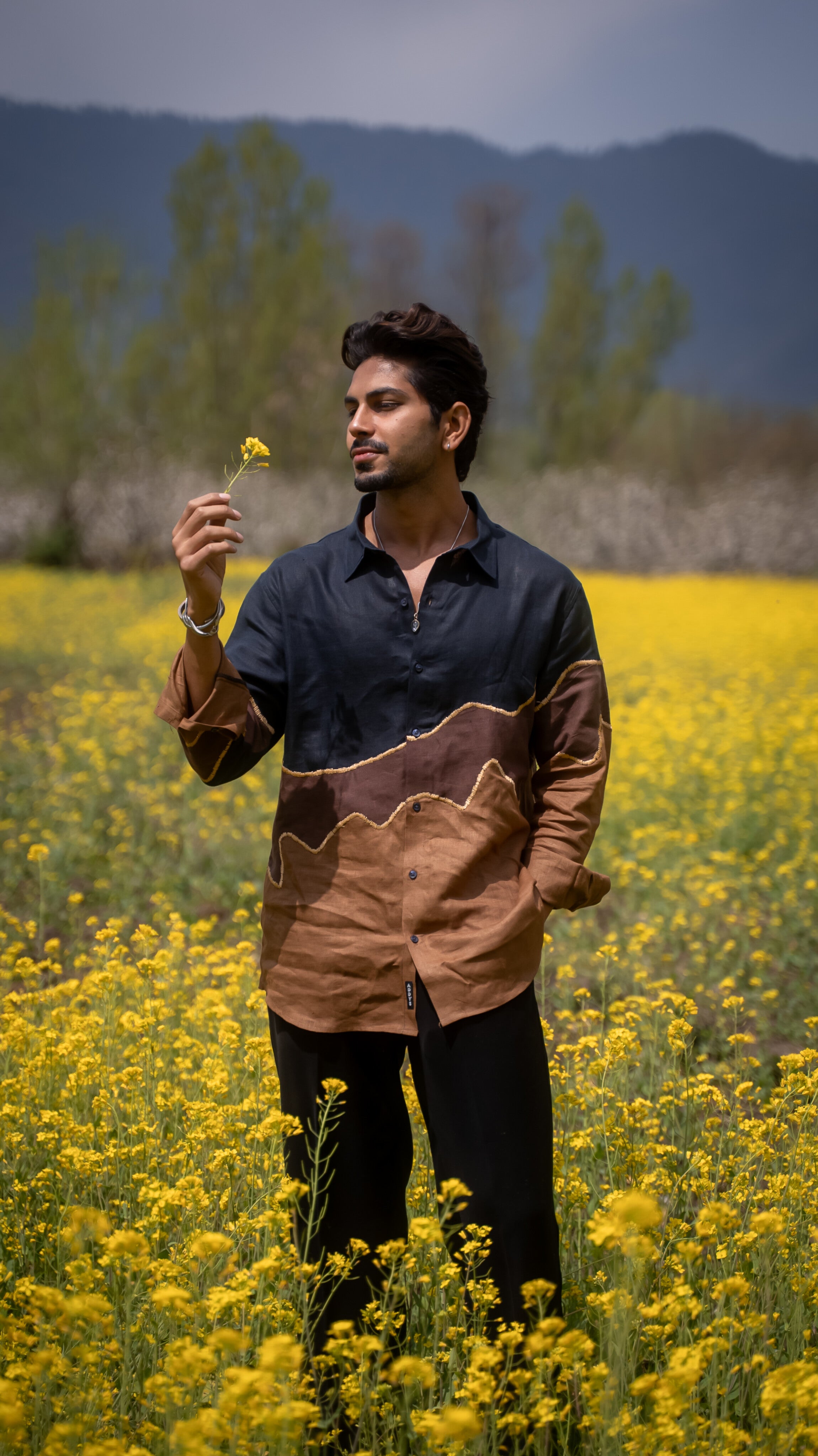 Brown and Black Shirt, Rustic Trails Pure Linen Shirt, shirt for men, shirt for women, shirts for men, shirts for women, Long Sleeve shirt, satin Pure Linen shirt, beach wear shirt, party wear shirt