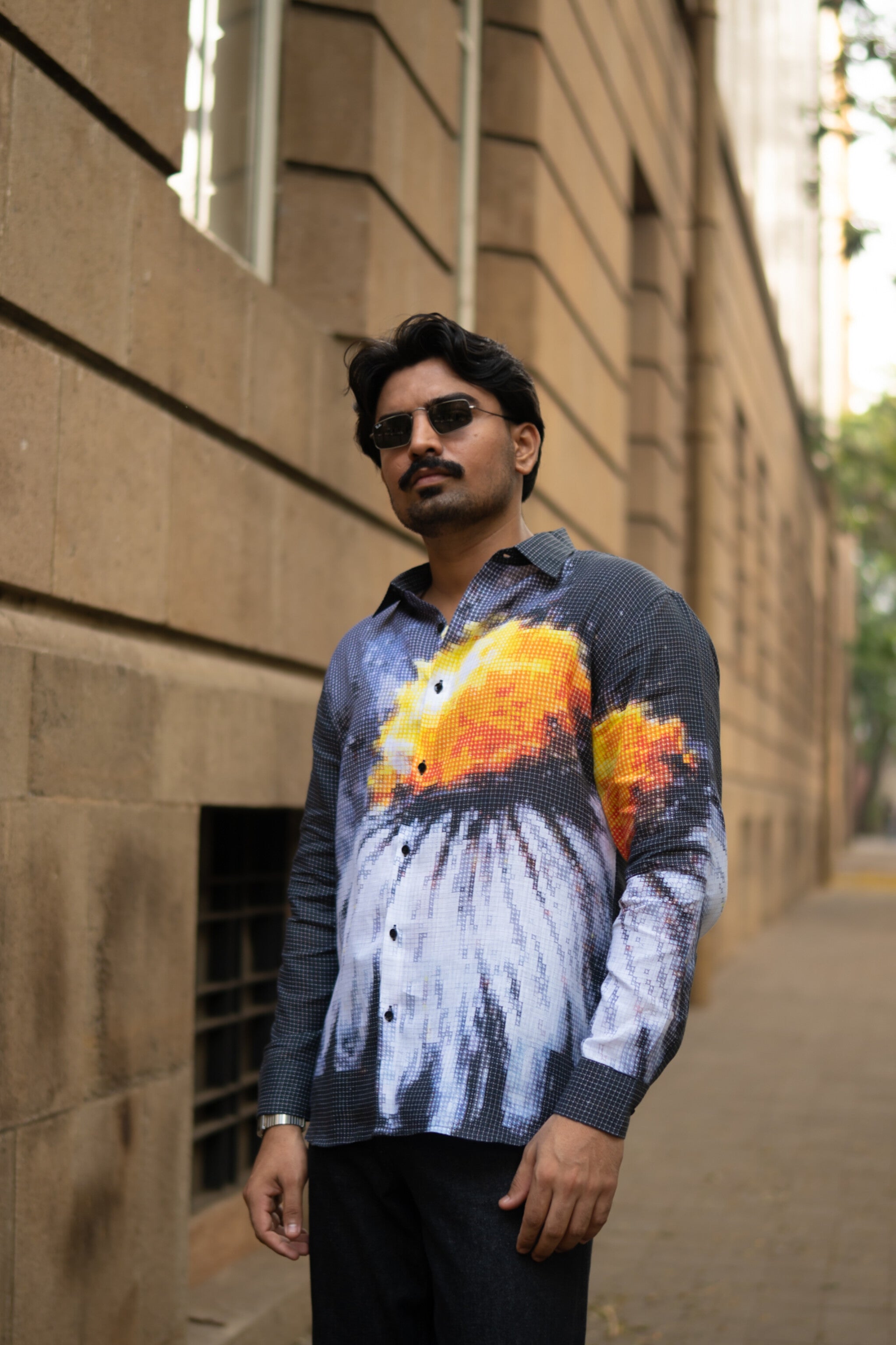 Trending Blazing Mosaic Printed Pure Linen Shirt - AddysForMen®