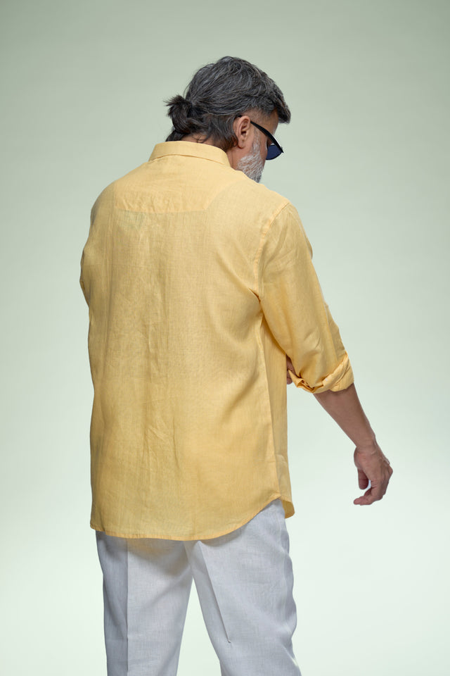 Artisan 8 : Hand Embroidery Pure Linen Full Sleeve Shirt - AddysForMen®️