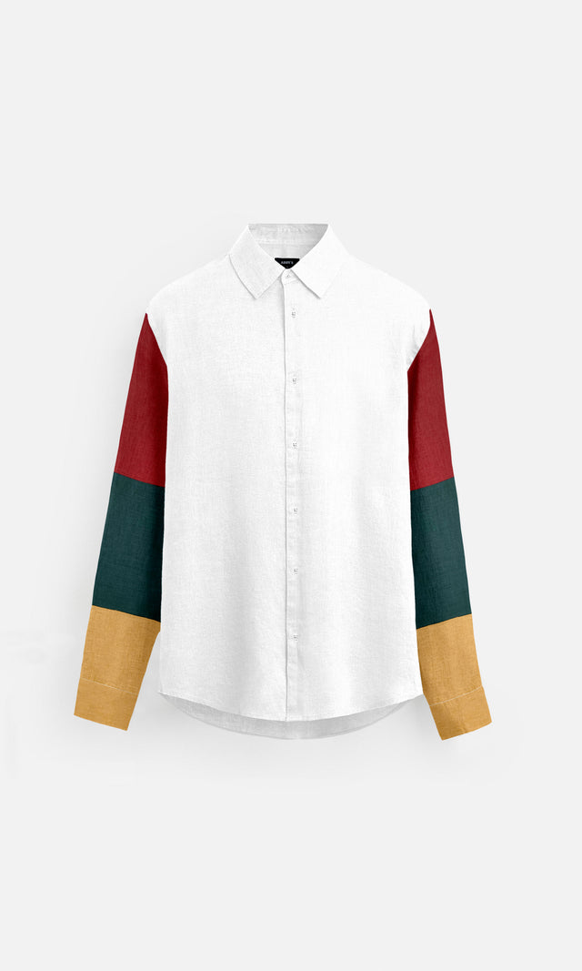 Colour Block Journey Pure Linen Designer Shirt